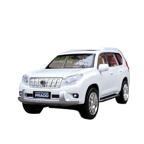 RLIUFEI Für Toyota Prado Prado 1:24 Sound Und Licht Pullback Metallspielzeug Simulation Legierung Automodell(White) von RLIUFEI