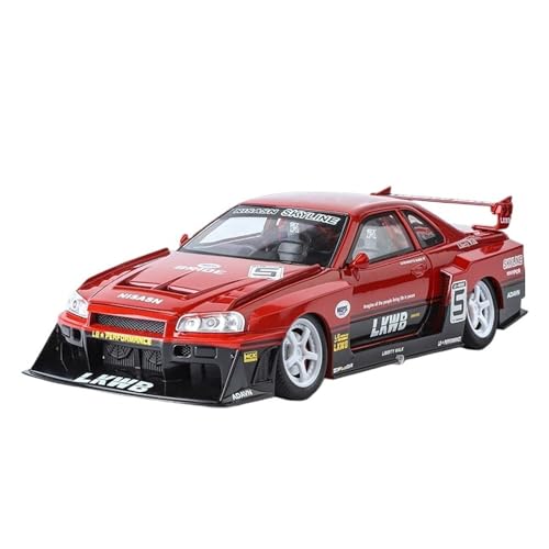 RLIUFEI GTR Skyline Track Simulation Legierung R34 Sport Auto Modifizierte Edition Supercar Modell Spielzeugauto(Red) von RLIUFEI