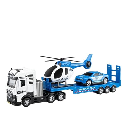 RLIUFEI Maßstab 1:50 Legierung Polizei Feuerwehr Pritsche Spielzeug Auto Hubschrauber Auto Modell(Blue) von RLIUFEI