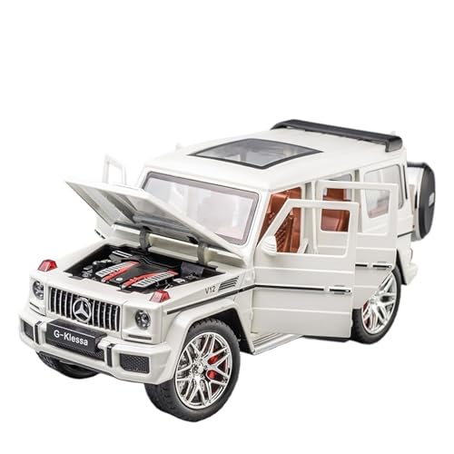 RLIUFEI Por Benchi Großes G-Legierungsmodellauto 1:24 Großes Geländewagen-Legierungssimulationsautomodell, Zurückziehbares Auto(White) von RLIUFEI