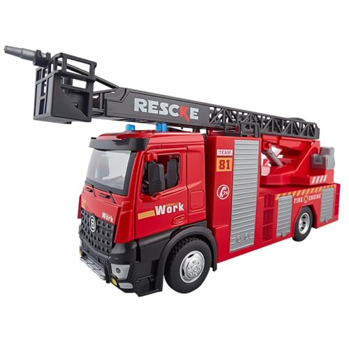 RLIUFEI Simulieren Sie die tatsächliche Höhe um das Trägheitsverstärker-Ton- und Lichtsystem des Feuerwehrautomodells aus Legierung wiederherzustellen(Ladder fire Truck) von RLIUFEI