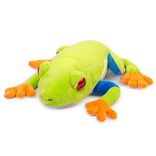 RLOMUTE Laubfrosch Stofftier realistisches Laubfrosch Plüschtier krabbelndes Haustier schönes Tier niedliche und weiche Geschenke Plüsch Laubfrosch für Kinder Spielzeug Grün 9” von RLOMUTE