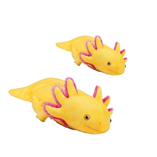 RLOMUTE Weiches Axolotl-Plüschtier – Süßes Axolotl-Kissen, realistisches Ambystoma-Tierspielzeug, 51 cm/20”, einzigartiges Ambystoma-Plüschtier, Modellpuppe, Kindergeschenk (Gelb) von RLOMUTE