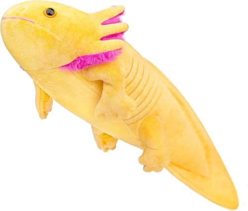 RLOMUTE Weiches Axolotl-Plüschtier – Süßes Axolotl-Kissen, realistisches Ambystoma-Tierspielzeug, 51 cm/20”, einzigartiges Ambystoma-Plüschtier, Modellpuppe, Kindergeschenk (Gelb) von RLOMUTE