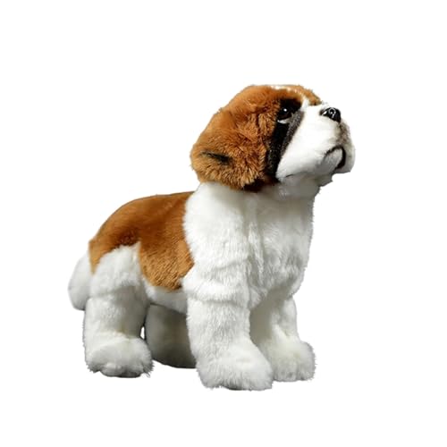 RLOMUTE Weiches Bernhardiner-Hund-Plüschtier – Süßes Bernhardiner-Hund-Kissen, realistisches Bernhardiner-Hund-Tierspielzeug, 26cm/10”, einzigartiges -Plüschtier, Modellpuppe, Kindergeschenk (braun) von RLOMUTE