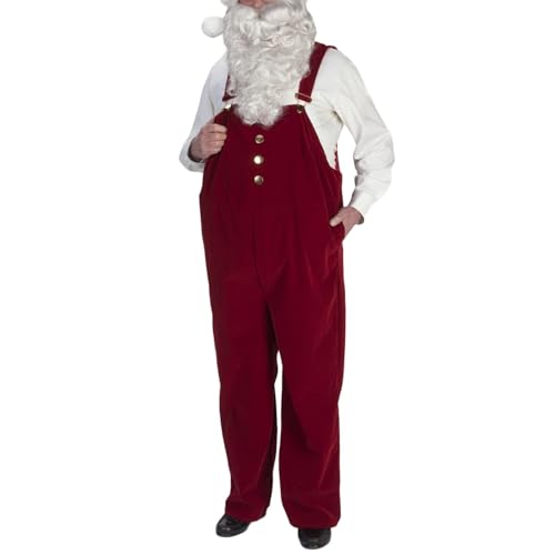 Erwachsenenkostüm Herren-Weihnachtsmann-Kostüm, Weihnachten, Erwachsene, Latzhose, Overall, Kostüm, Weihnachtsmann-Kostüm, Anzug für Weihnachten Party Kostüm(Dark Red,L) von RLVYTA