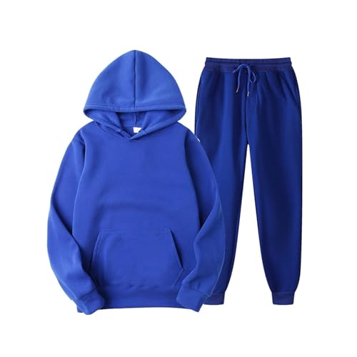 RLVYTA Erwachsenenkostüm 2-teiliges Ooufits-Set für Herren, langärmliges Kapuzen-Sweatshirt + Trainingsanzüge mit Kordelzug Party Kostüm(Blue,XL) von RLVYTA