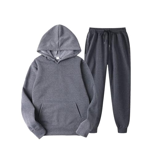 RLVYTA Erwachsenenkostüm 2-teiliges Ooufits-Set für Herren, langärmliges Kapuzen-Sweatshirt + Trainingsanzüge mit Kordelzug Party Kostüm(Dark Gray,S) von RLVYTA