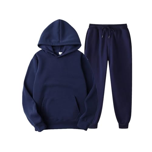 RLVYTA Erwachsenenkostüm 2-teiliges Ooufits-Set für Herren, langärmliges Kapuzen-Sweatshirt + Trainingsanzüge mit Kordelzug Party Kostüm(Navy Blue,XXL) von RLVYTA