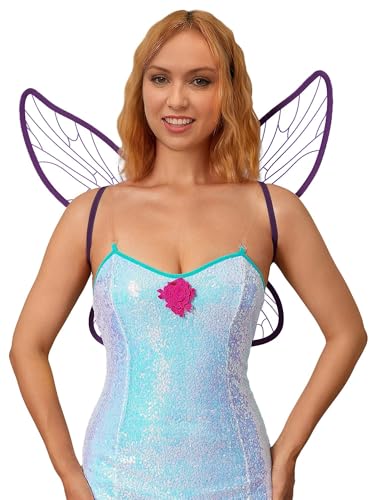 RLVYTA Erwachsenenkostüm Damen Feen Tinker Bell Deluxe Kostüm Cosplay Dress Up mit Flügeln Fancy Halloween Weihnachtsfeier Party Kostüm(XL) von RLVYTA