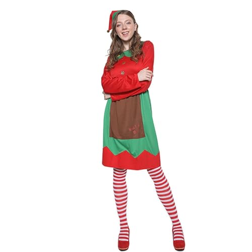 RLVYTA Erwachsenenkostüm Herren Weihnachts-Elf-Kostüm, Weihnachtsmann-Anzug, Erwachsenenkostüme, Urlaub, Halloween, Cosplay-Set, 6-teilig, Mantel, Mütze, Hose, Gürtel Party Kostüm(M) von RLVYTA