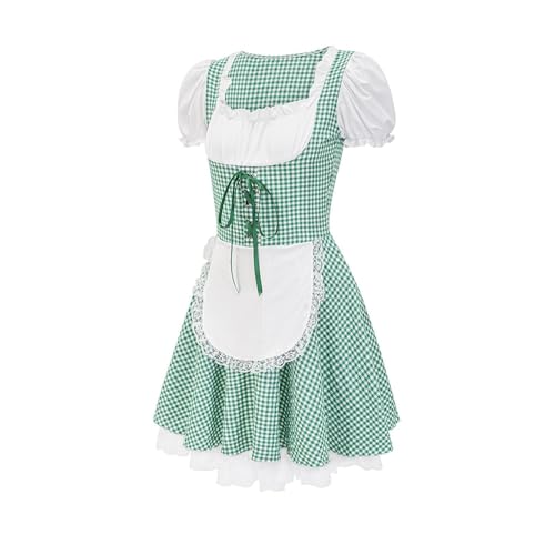 RLVYTA Erwachsenenkostüm Oktoberfest-Kostüm für Damen, deutsches Dirndl-Kleid, traditionelle bayerische Karnevalsparty, 3-teiliges Biermädchen-Kostüm Party Kostüm(Green Dress,S) von RLVYTA