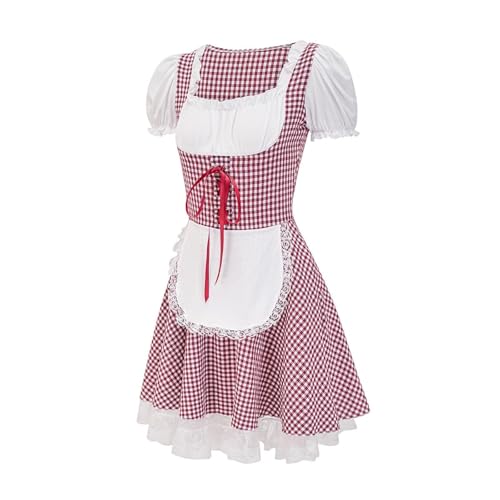 RLVYTA Erwachsenenkostüm Oktoberfest-Kostüm für Damen, deutsches Dirndl-Kleid, traditionelle bayerische Karnevalsparty, 3-teiliges Biermädchen-Kostüm Party Kostüm(Red Dress,XXL) von RLVYTA