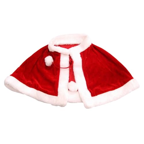 RLVYTA Erwachsenenkostüm Weihnachten Rot Samt Schal Umhang Cape Mrs Santa Cape Robe Halloween Karneval Dress Up Cosplay Kostüm Für Kind Mit Hut Party Kostüm(Cloak Kid Style) von RLVYTA