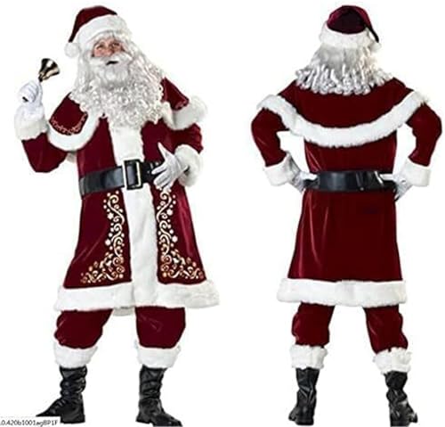 RLVYTA Erwachsenenkostüm Weihnachten Weihnachtsmann Kostüm Weihnachtsoutfits Erwachsene Samt Cosplay Kostüm Mottoparty Kleidungsset Party Kostüm(Adult-Small) von RLVYTA