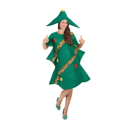 RLVYTA Erwachsenenkostüm Weihnachtsbaum-Poncho-Kostüm, Weihnachtsbaum-Kostüm, Fliege, Ball, Kapuzenumhang, Umhang, Party-Dekoration für Weihnachten, Cosplay Party Kostüm(Green Adult,S) von RLVYTA