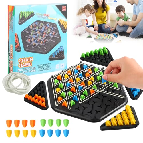 Geometrisches Schachspiel mit Gummibändern, Knot Logic Spiel für 2-4 Personen, Kettendreieckschachspiel, Kreatives Denkspiel für Erwachsene und Kinder, ideal für Familienspaß. von RMIVEGLIA