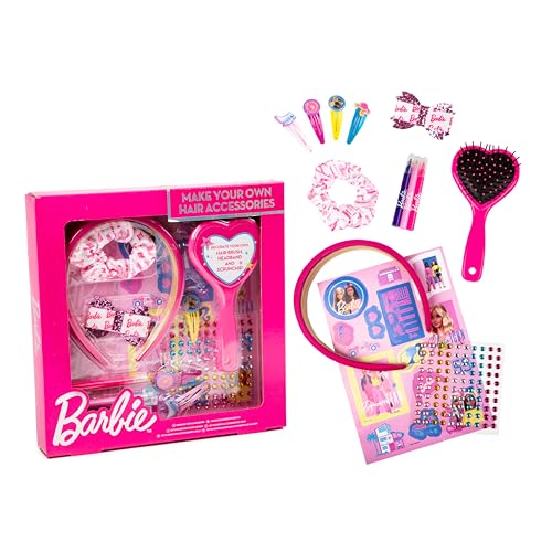 Barbie Beauty Makeover Set - Make Your Own Hair Accessories - Children Decorate Your Own Hair Brush, Headband & Scrunchie von RMS