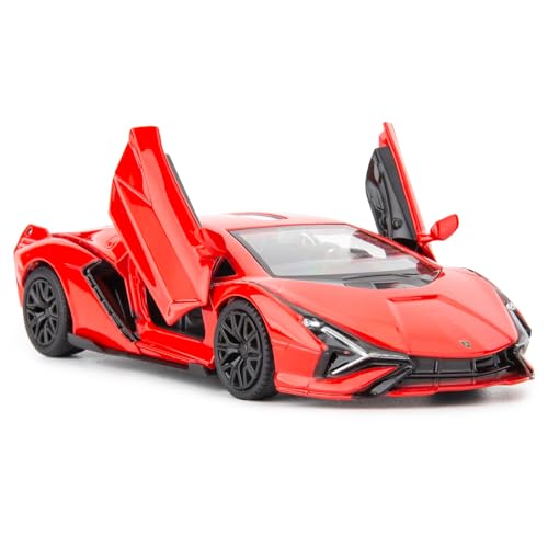 RMZ City 1/36 Skala Lamborghini Sián FKP37 Casting Car Modell, Zink Legierung Spielzeugauto für Kinder, Pull Back Fahrzeuge Spielzeugauto für Kleinkinder Kinder Jungen Mädchen Geschenk (rot) von RMZ City