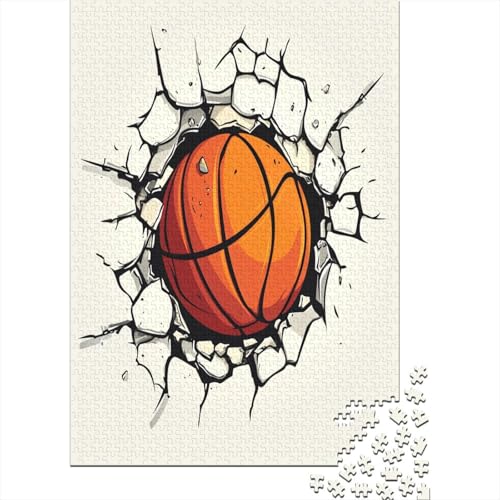 Basketball Puzzle 1000 Teile,für Erwachsene, Impossible Puzzle,farbenfrohes Legespiel,Geschicklichkeitsspiel Für Die Ganze Familie,Erwachsenenpuzzle Puzzel 1000pcs (75x50cm) von RNDKAUUIE