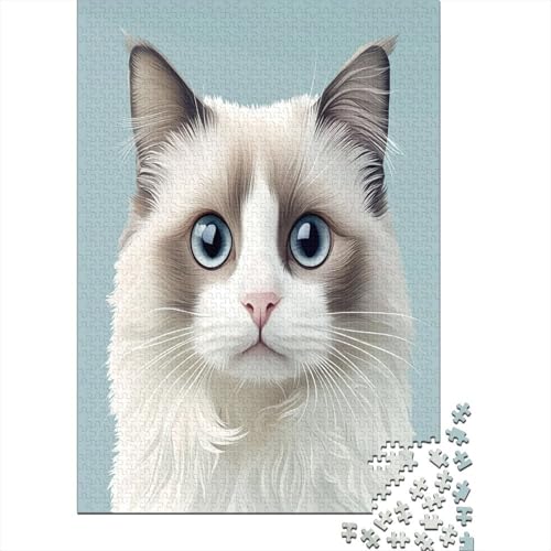 Eine weiße Katze Puzzle 1000 Teile, Puzzle Für Erwachsene, Impossible Puzzle, Geschicklichkeitsspiel Für Die Ganze Familie, Puzzle Farbenfrohes, Puzzle-Geschenk, Puzzle 1000pcs (75x50cm) von RNDKAUUIE