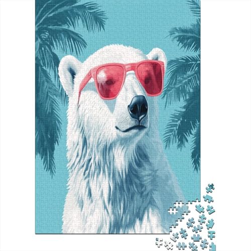 Eisbär 1000 Stück Puzzles Für Erwachsene Teenager Stress Abbauen Familien-Puzzlespiel Mit Poster in Voller 1000-teiliges Puzzle Lernspiel Spielzeug Geschenk 1000pcs (75x50cm) von RNDKAUUIE