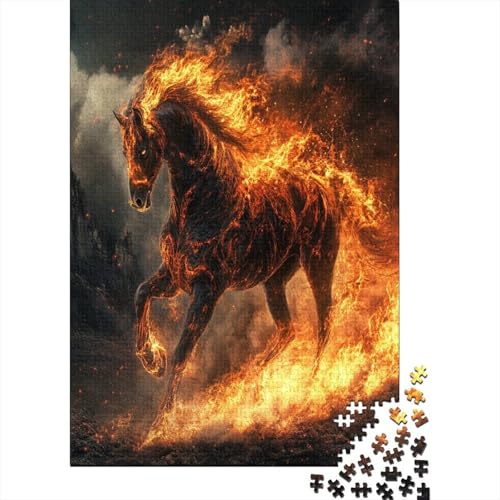 Flame Horse 1000 Teile Puzzle Für Erwachsene, Hochwertige Recycelbare Materialien Und Druck Puzzlespiel, Familienspiel, Geschenk Für Liebhaber Oder Freunde Puzzel 1000pcs (75x50cm) von RNDKAUUIE