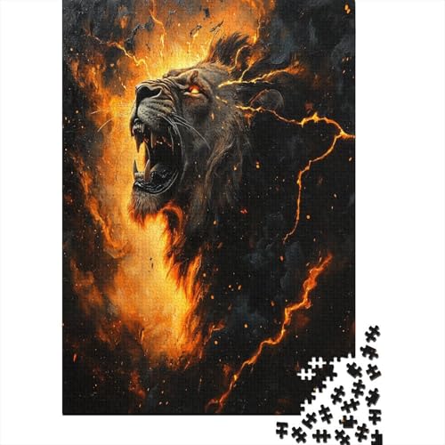 Flame Lion Holzpuzzle Erwachsene, 1000 Teile Großes Holzpuzzle Für Erwachsene Und Kinder, Anzug Klassisches Puzzle Für Kinder Ab 12 Jahren Und Erwachsene 1000pcs (75x50cm) von RNDKAUUIE