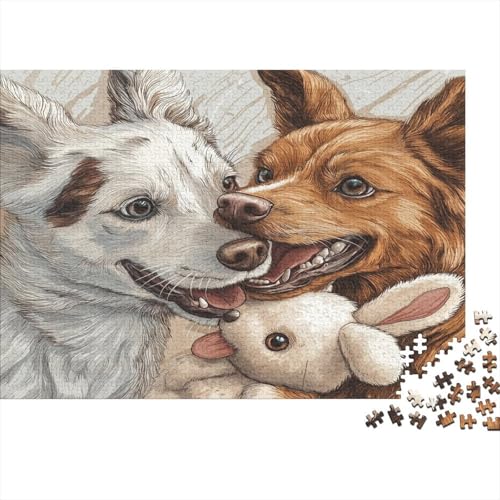 Glückliche Welpen Puzzle 1000 Teile, Puzzle Für Erwachsene, Impossible Puzzle, Geschicklichkeitsspiel Für Die Ganze Familie, Puzzle Farbenfrohes, Puzzle-Geschenk, Puzzle 1000pcs (75x50cm) von RNDKAUUIE