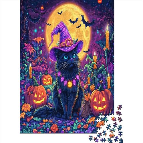 Halloween-Thema Holzpuzzle Erwachsene, 1000 Teile Großes Holzpuzzle Für Erwachsene Und Kinder, Anzug Klassisches Puzzle Für Kinder Ab 12 Jahren Und Erwachsene 1000pcs (75x50cm) von RNDKAUUIE