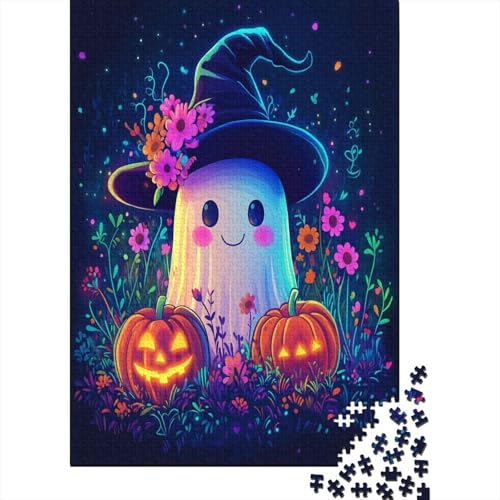 Halloween-Thema Holzpuzzle Erwachsene, 1000 Teile Großes Holzpuzzle Für Erwachsene Und Kinder, Anzug Klassisches Puzzle Für Kinder Ab 12 Jahren Und Erwachsene 1000pcs (75x50cm) von RNDKAUUIE