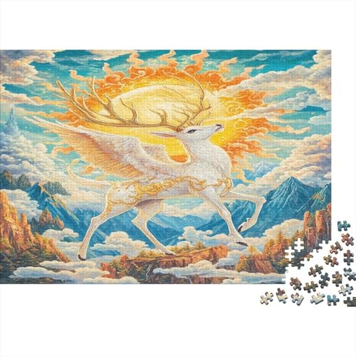 Hirsch Holzpuzzle Erwachsene, 1000 Teile Großes Holzpuzzle Für Erwachsene Und Kinder, Anzug Klassisches Puzzle Für Kinder Ab 12 Jahren Und Erwachsene 1000pcs (75x50cm) von RNDKAUUIE