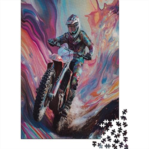 Motocross Holzpuzzle Erwachsene, 1000 Teile Großes Holzpuzzle Für Erwachsene Und Kinder, Anzug Klassisches Puzzle Für Kinder Ab 12 Jahren Und Erwachsene 1000pcs (75x50cm) von RNDKAUUIE