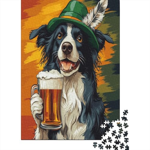 Painted Border Collie Puzzle 1000 Teile,Puzzlespiel Für Erwachsene,Impossible Puzzle,Puzzle Geschicklichkeitsspiel Für Die Ganze Familie, Geschenke Für Männer/Frauen Erwachsenen Puzzel 1000pcs (75x50c von RNDKAUUIE