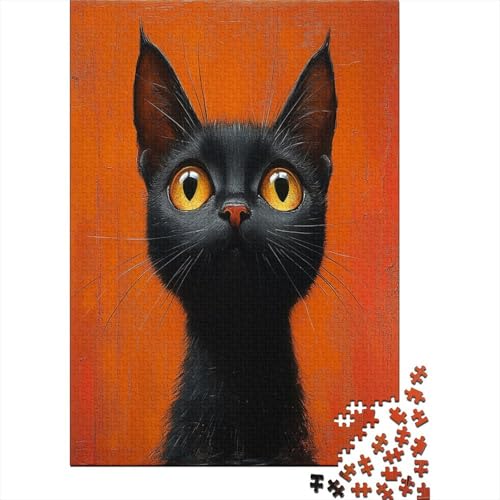 Schwarze Katze Holzpuzzle Erwachsene, 1000 Teile Großes Holzpuzzle Für Erwachsene Und Kinder, Anzug Klassisches Puzzle Für Kinder Ab 12 Jahren Und Erwachsene 1000pcs (75x50cm) von RNDKAUUIE