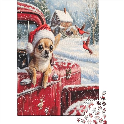 Weihnachten Red Truck Puzzle 1000 Teile, Puzzle Für Erwachsene, Impossible Puzzle, Geschicklichkeitsspiel Für Die Ganze Familie, Puzzle Farbenfrohes, Puzzle-Geschenk, Puzzle 1000pcs (75x50cm) von RNDKAUUIE