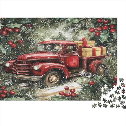 Weihnachten Red Truck Puzzle 1000 Teile,Puzzle Für Erwachsene,Impossible Puzzle,Geschicklichkeitsspiel Für Die Ganze Familie,Puzzle Farbenfrohes,Puzzle-Geschenk,Raumdekoration Puzzel 1000pcs (75x50cm) von RNDKAUUIE