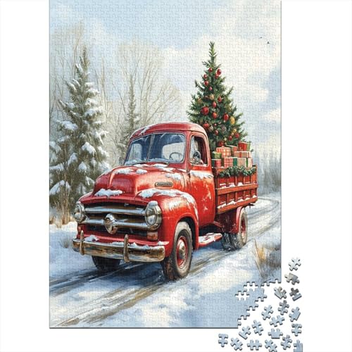 Weihnachten Red Truck Puzzle 1000 Teile,Puzzlespiel Für Erwachsene,Impossible Puzzle,Puzzle Geschicklichkeitsspiel Für Die Ganze Familie,Geschenke Für Männer/Frauen Erwachsenen Puzzel 1000pcs(75x50cm) von RNDKAUUIE