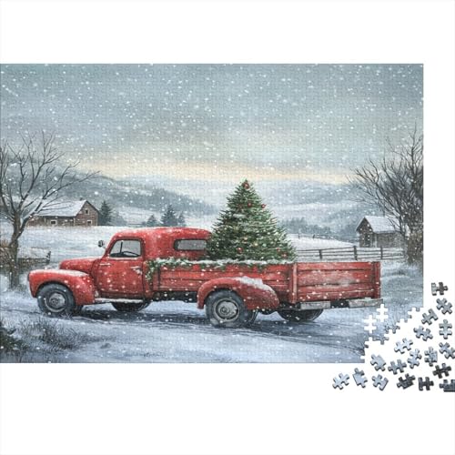 Weihnachten Red Truck Puzzle 1000 Teile Erwachsener Kniffel Spaß Für Die Ganze Familie - Abwechslungsreiche 1000 Puzzleteilige Motive Puzzle Erwachsene, Puzzel 1000pcs (75x50cm) von RNDKAUUIE