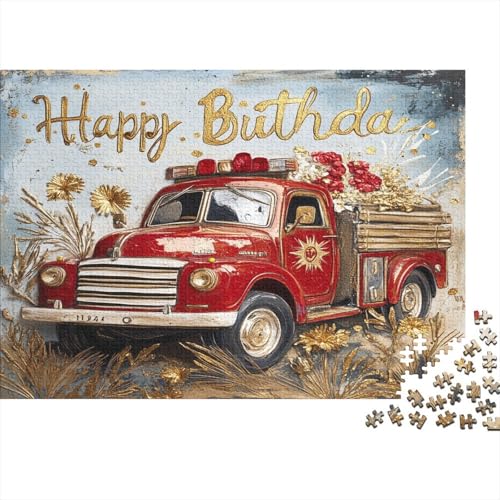 Weihnachten Red Truck Puzzle 1000 Teile Puzzles Für Erwachsene Lernspiel Herausforderungsspielzeug 1000-teilige Puzzlespiel Für Erwachsene Kinder Puzzel 1000pcs (75x50cm) von RNDKAUUIE