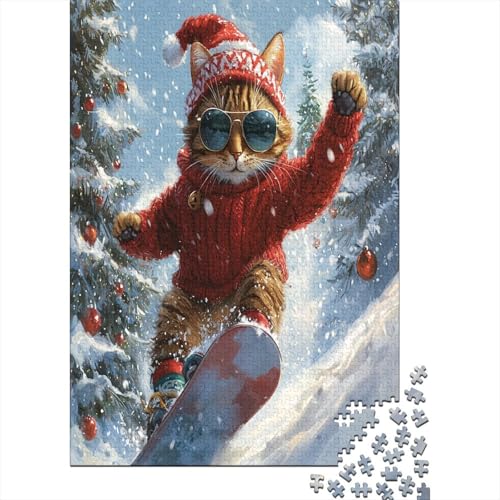 Weihnachtskatze 1000 Teile,Impossible Puzzle,Geschicklichkeitsspiel Für Die Ganze Familie, Erwachsenen Puzzlespiel Puzzel 1000pcs (75x50cm) von RNDKAUUIE