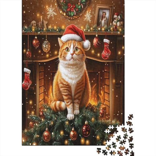 Weihnachtskatze Puzzle 1000 Teile, Puzzle Für Erwachsene, Impossible Puzzle, Geschicklichkeitsspiel Für Die Ganze Familie, Puzzle Farbenfrohes, Puzzle-Geschenk, Puzzle 1000pcs (75x50cm) von RNDKAUUIE