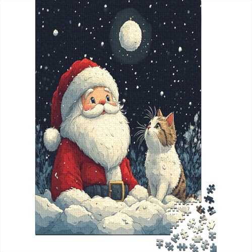 Weihnachtskatze Puzzle 1000 Teile,Puzzle Für Erwachsene, Impossible Puzzle,Puzzle Farbenfrohes Legespiel,Geschicklichkeitsspiel Für Die Ganze Familie Puzzel 1000pcs (75x50cm) von RNDKAUUIE