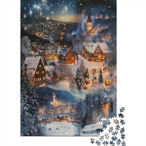 Weihnachtsstadt Holzpuzzle Erwachsene, 1000 Teile Großes Holzpuzzle Für Erwachsene Und Kinder, Anzug Klassisches Puzzle Für Kinder Ab 12 Jahren Und Erwachsene 1000pcs (75x50cm) von RNDKAUUIE