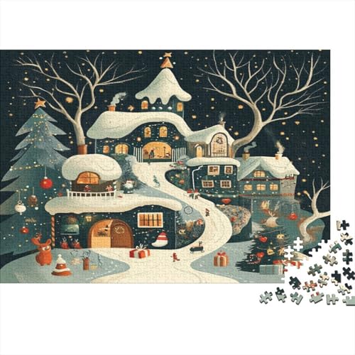 Weihnachtsstadt Holzpuzzle Erwachsene, 1000 Teile Großes Holzpuzzle Für Erwachsene Und Kinder, Anzug Klassisches Puzzle Für Kinder Ab 12 Jahren Und Erwachsene 1000pcs (75x50cm) von RNDKAUUIE