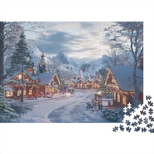 Weihnachtsstadt Klassische Puzzles Puzzles 1000 Teile Für Erwachsene Puzzle Spielzeug Puzzle Einzigartige Geschenk Puzzleteile Tierpuzzle Für Die Familienspielsammlung Home Decor 1000pcs (75x50cm) von RNDKAUUIE