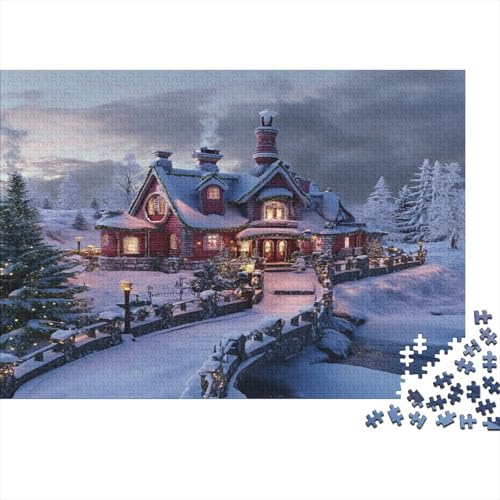 Weihnachtsstadt Puzzle 1000 Teile, Puzzle Für Erwachsene, Impossible Puzzle, Geschicklichkeitsspiel Für Die Ganze Familie, Puzzle Farbenfrohes, Puzzle-Geschenk, Puzzle 1000pcs (75x50cm) von RNDKAUUIE