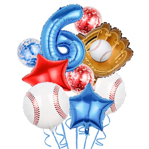 Baseball Geburtstag Dekorationen 9 Pcs Baseball Sport Folie Ballon Pack Baseball Party Ballon Geburtstag Party Zubehör für Kinder Jungen Sport Fans Geschenke von RNNHDYT