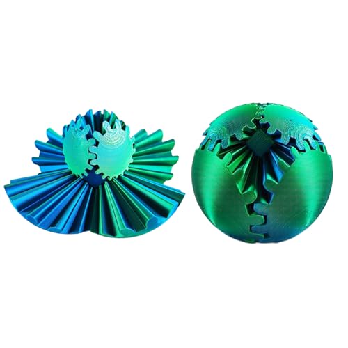 2 Stück 3D Gear Ball, 6.5cm 3D-Gedruckter Zahnradball, Anti Stress Spielzeug,Drehbare Zahnradkugel, Gear Sphere Das Steampunk Whirling Wonder Fidget Zahnradball, für Kinder und Freunde von RNXSIB