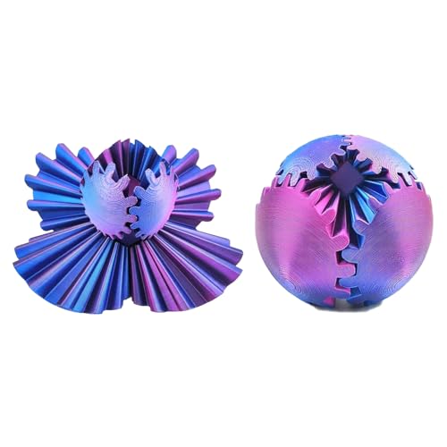 2 Stück 3D Gear Ball, Drehbare Zahnradkugel, 6.5cm 3D-Gedruckter Zahnradball, Anti Stress Spielzeug, Gear Sphere Das Steampunk Whirling Wonder Fidget Zahnradball, für Kinder und Freunde von RNXSIB